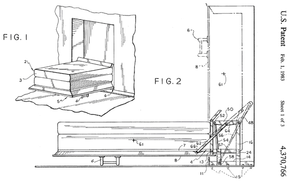 先行技術となった折り畳み式ベッドを示す説明図